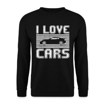 I love cars - Unisex Pullover - Schwarz - Vorne - Alina (178cm) & Michal (187cm)