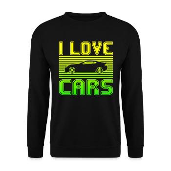 I love cars - Unisex Pullover - Schwarz - Vorne - Alina (178cm) & Michal (187cm)