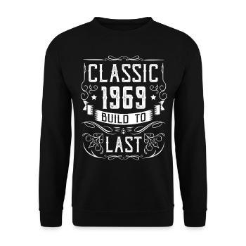 1969 Birthday Party Old Year of Construction - Unisex Sweatshirt - black - Front - Alina (178cm) & Michal (187cm)