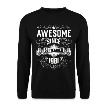 Septembre Fête d’anniversaire Ancienne année de construction 1981 - Sweat-shirt Unisexe - noir - Devant - Alina (178cm) & Michal (187cm)