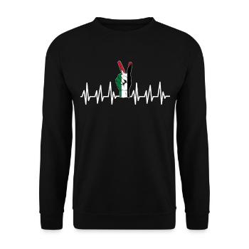 Palästina Geschenk Free Palestine Gaza Streifen - Unisex Pullover - Schwarz - Vorne - Alina (178cm) & Michal (187cm)