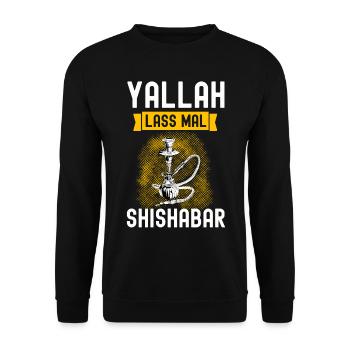 Shisha Geschenk für Wasserpfeife Shishabar Pfeife - Unisex Pullover - Schwarz - Vorne - Alina (178cm) & Michal (187cm)