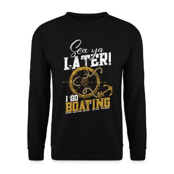 Boat Captain Boater Boat Captain Boat Shirt - Unisex Sweatshirt - black - Front - Alina (178cm) & Michal (187cm)
