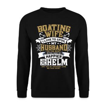 Boat Captain Boater Boat Captain Boat Shirt - Unisex Sweatshirt - black - Front - Alina (178cm) & Michal (187cm)