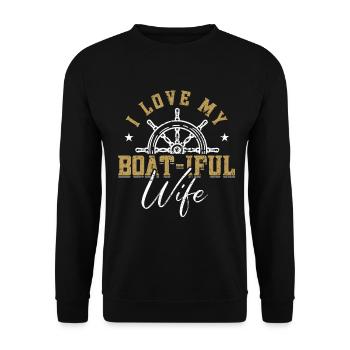 Boat Captain Boater Boat Captain Boat Shirt - Unisex Sweatshirt - black - Front - Alina (178cm) & Michal (187cm)