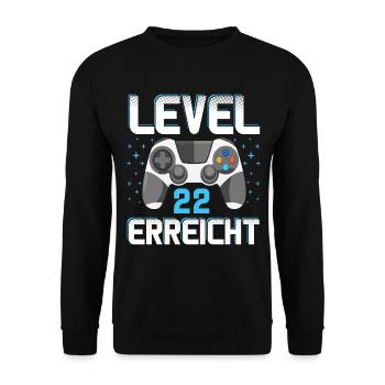 Level 22 Erreicht Gamer - Unisex Pullover - Schwarz - Vorne - Alina (178cm) & Michal (187cm)