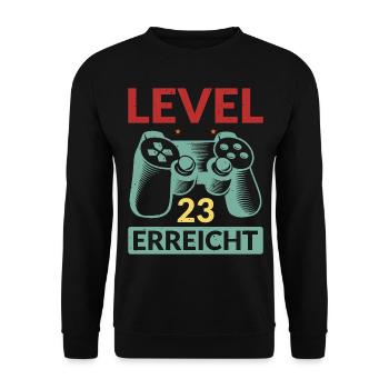 Level 23 Erreicht Gamer - Unisex Pullover - Schwarz - Vorne - Alina (178cm) & Michal (187cm)