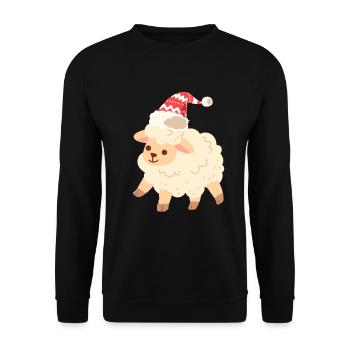 Ugly Christmas Sheep Pattern Knitted Xmas Christ Child - Unisex Sweatshirt - black - Front - Alina (178cm) & Michal (187cm)