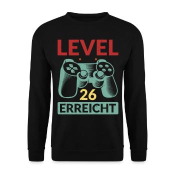 Level 26 Erreicht Gamer - Unisex Pullover - Schwarz - Vorne - Alina (178cm) & Michal (187cm)