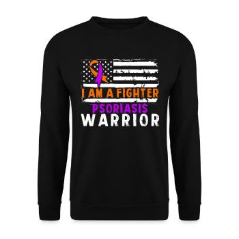 Psoriasis Warrior Fighter Ruban orange lavande - Sweat-shirt Unisexe - noir - Devant - Alina (178cm) & Michal (187cm)