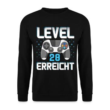 Level 28 Erreicht Gamer - Unisex Pullover - Schwarz - Vorne - Alina (178cm) & Michal (187cm)