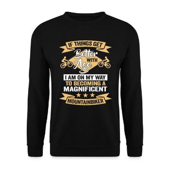 Conception de descente de vélo de montagne amusante pour les fans de VTT - Sweat-shirt Unisexe - noir - Devant - Alina (178cm) & Michal (187cm)