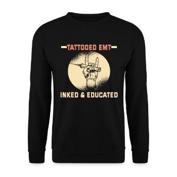 Tattooed EMT Inked & Educated Krankenschwester - Unisex Pullover - Schwarz - Vorne - Alina (178cm) & Michal (187cm)