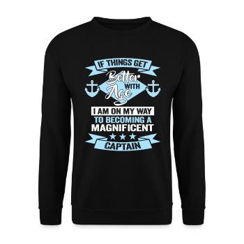 Boating with Sgler or Motorboat Skipper - Unisex Sweatshirt - black - Front - Alina (178cm) & Michal (187cm)