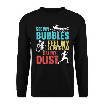 Lustiger Triathlon Spruch - Unisex Pullover - Schwarz - Vorne - Alina (178cm) & Michal (187cm)