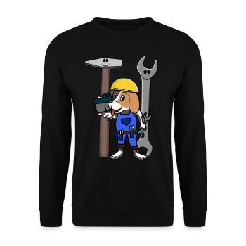 Construction Site Craftsman Dog Tool Safety Helmet Job - Unisex Sweatshirt - black - Front - Alina (178cm) & Michal (187cm)