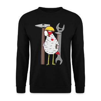 Construction site chicken tool safety helmet builder construction - Unisex Sweatshirt - black - Front - Alina (178cm) & Michal (187cm)