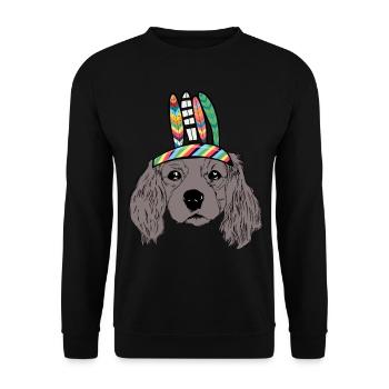 Hundekopf indianisch Kinder Hund Hunde - Unisex Pullover - Schwarz - Vorne - Alina (178cm) & Michal (187cm)