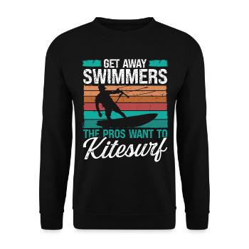 Kiteboarder Humor Get away Swimmers Kitesurfer - Unisex Sweatshirt - black - Front - Alina (178cm) & Michal (187cm)