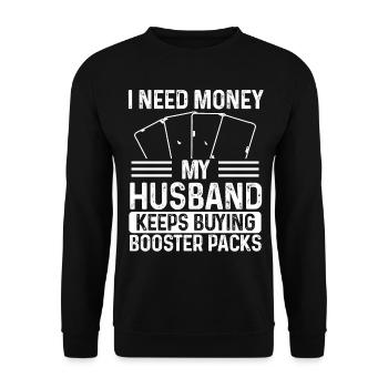 Trading Card Game Collector money Husband TCG - Unisex Sweatshirt - black - Front - Alina (178cm) & Michal (187cm)