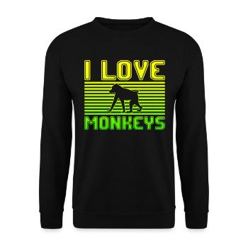 I love monkeys - Unisex Pullover - Schwarz - Vorne - Alina (178cm) & Michal (187cm)