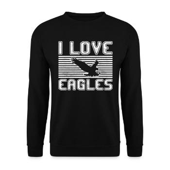 I love eagles - Unisex Pullover - Schwarz - Vorne - Alina (178cm) & Michal (187cm)