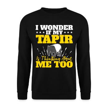 Ich frage mich, ob mein Tapir auch über mich nachd - Unisex Pullover - Schwarz - Vorne - Alina (178cm) & Michal (187cm)