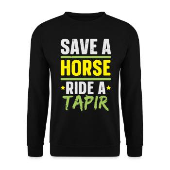 Rette ein Pferd Reite einen Tapir Tierpfleger - Unisex Pullover - Schwarz - Vorne - Alina (178cm) & Michal (187cm)