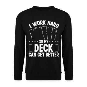 Trading Card Game Collector Work Hard Card - Unisex Sweatshirt - black - Front - Alina (178cm) & Michal (187cm)