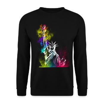 NYC New York City Statue of Liberty USA - Unisex Sweatshirt - black - Front - Alina (178cm) & Michal (187cm)