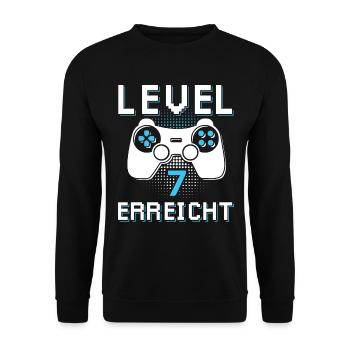Level 7 Erreicht Gamer - Unisex Pullover - Schwarz - Vorne - Alina (178cm) & Michal (187cm)