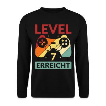 Level 7 Erreicht Gamer - Unisex Pullover - Schwarz - Vorne - Alina (178cm) & Michal (187cm)