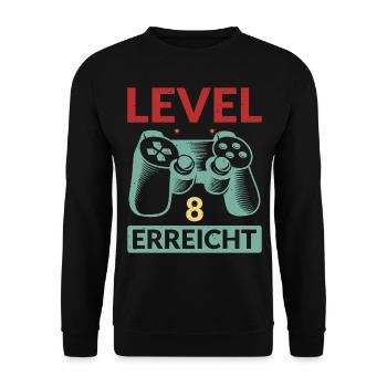 Level 8 Erreicht Gamer - Unisex Pullover - Schwarz - Vorne - Alina (178cm) & Michal (187cm)