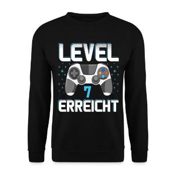 Level 7 Erreicht Gamer - Unisex Pullover - Schwarz - Vorne - Alina (178cm) & Michal (187cm)