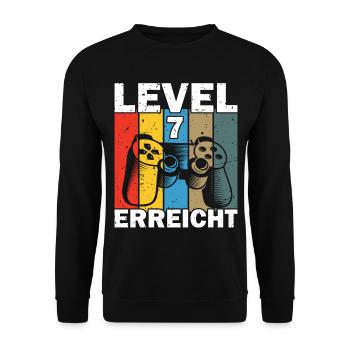 Level 7 Erreicht Gamer - Unisex Pullover - Schwarz - Vorne - Alina (178cm) & Michal (187cm)
