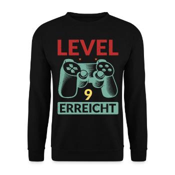 Level 9 Erreicht Gamer - Unisex Pullover - Schwarz - Vorne - Alina (178cm) & Michal (187cm)