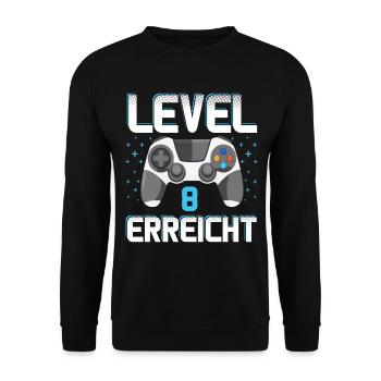 Level 8 Erreicht Gamer - Unisex Pullover - Schwarz - Vorne - Alina (178cm) & Michal (187cm)