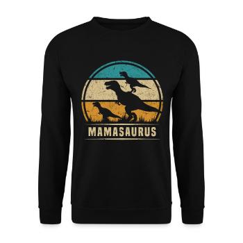 Mama Dino Mamasaurus Mother's Day Mama Dinosaur - Unisex Sweatshirt - black - Front - Alina (178cm) & Michal (187cm)