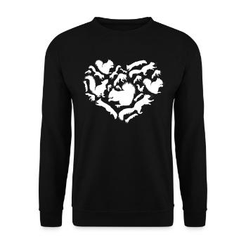 Niedliches Eichhörnchen-Herz, Eichhörnchen, - Unisex Pullover - Schwarz - Vorne - Alina (178cm) & Michal (187cm)