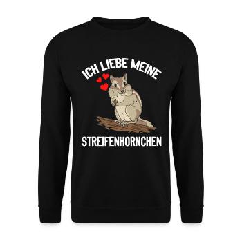 Ich liebe meine Streifenhörnchen Eichhörnchen - Unisex Pullover - Schwarz - Vorne - Alina (178cm) & Michal (187cm)
