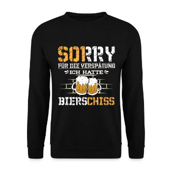 Sorry ich hatte Bierschiss - Unisex Pullover - Schwarz - Vorne - Alina (178cm) & Michal (187cm)