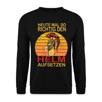 Heute mal so richtig den Helm aufsetzen - Römern - Unisex Pullover - Schwarz - Vorne - Alina (178cm) & Michal (187cm)
