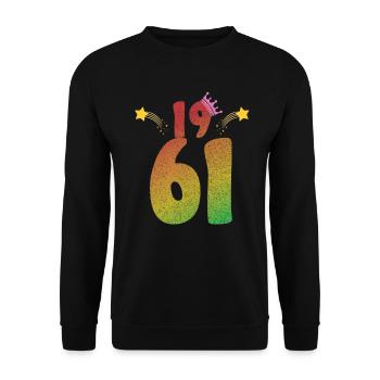 1961 geboren LGBT Geburtstagsgeschenk - Unisex Pullover - Schwarz - Vorne - Alina (178cm) & Michal (187cm)