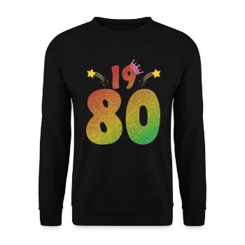 Anniversaire LGBT avec couronne 1980 - Sweat-shirt Unisexe - noir - Devant - Alina (178cm) & Michal (187cm)