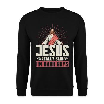 Jesus Bible Christian Religious Church Gift - Unisex Sweatshirt - black - Front - Alina (178cm) & Michal (187cm)