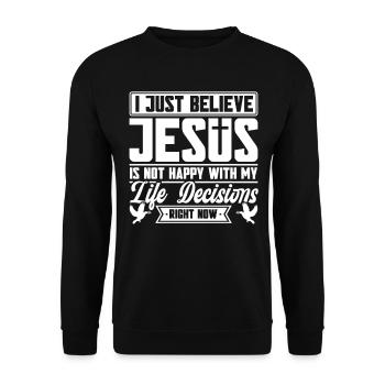 Jesus Bible Christian Religious Church Gift - Unisex Sweatshirt - black - Front - Alina (178cm) & Michal (187cm)