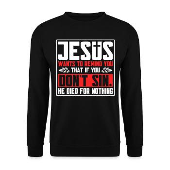 Jesus Bible Christian Religious Church Gift - Unisex Sweatshirt - black - Front - Alina (178cm) & Michal (187cm)