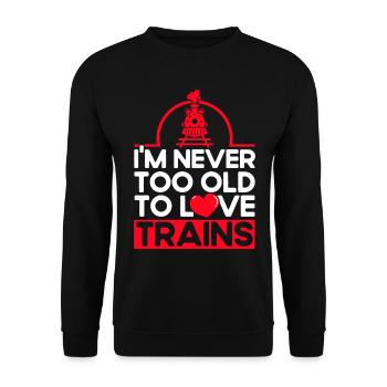 Modellbahn Zug Lokomotiven Geschenk - Unisex Pullover - Schwarz - Vorne - Alina (178cm) & Michal (187cm)