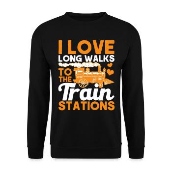 Modellbahn Zug Lokomotiven Geschenk - Unisex Pullover - Schwarz - Vorne - Alina (178cm) & Michal (187cm)
