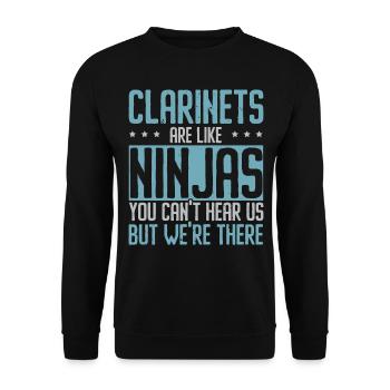 Klarinetten sind wie Ninjas Du kannst uns nicht hö - Unisex Pullover - Schwarz - Vorne - Alina (178cm) & Michal (187cm)